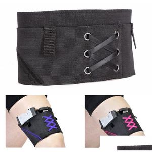 Altri accessori tattici Fondina gamba per donna Coscia regolabile nascosta nera Chiusura a basso profilo Tessuto elastico ricamato Ca Dh9Fb