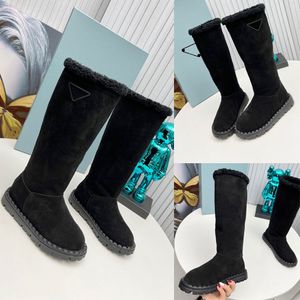 Kniestiefel aus Schaffell, Damenstiefel, Luxusstiefel, Winterstiefel, Markenstiefel, klassische Modestiefel, flache Stiefel, lange Stiefel, Komfortstiefel, gleicher Stil wie Prominente, 35 42