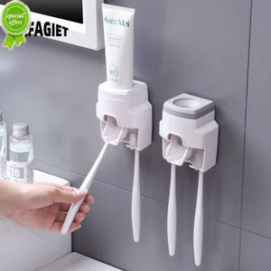 Automatisk tandkräm Dispenser Tandborstehållare Set Wash Basin Waterproof Wall Mount Tandkräm Squeezer Badrumstillbehör