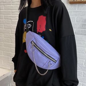 Kvällspåsar kvinnor kedja midja väska damer designer canvas fanny pack mode rese pengar telefon bröst banana kvinnlig bum bälte 231026