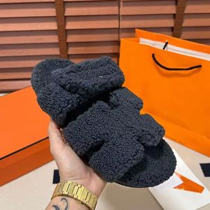 Australien Designer Luxury Fur Slides tofflor Womens Fluffy Fuzzy Slider Flat Comfort Mule Shearling Comfy Slide toffel Pool Kudde Flip Flops Shoe Winter Winter