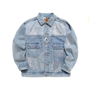 Dżinsowe teers designerski kurtka High Street Flower Denim wieniec czarne pranie proste dżinsy dżinsy teers kurtka dżinsowa kurtka dżinsy 723