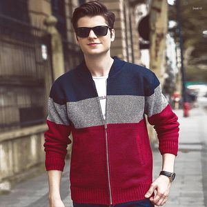 Men's Trench Coats Autumn And Winter Cardigan Zippered Sweater Thickened Plush Stand Collar Warm Knit Coat Top Man