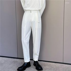 Men's Suits Men's & Blazers Spring Men's Pants Personalized Belt Business Social Suit Streetwear Casual Ankle Length Trousers