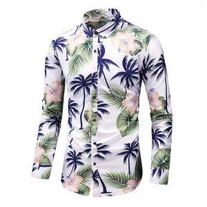 Men's Casual Shirts Men Floral Print Lapel Tops Long Sleeve Button Cardigan Autumn Sale Shirt Male Clothes Ropa De Hombre