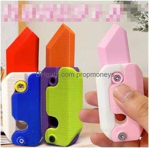 Dekompressionsleknyckelkedja och remslättnadsleksak 3D Carrot Push Card Small Printed Deformation Childrens Drop Leverans Toys Gifts Nove DHQV7