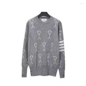 Bluzy męskie 2023 Jesienne Zima Sweter Czterokarta Jacquard wełniany brytyjski styl swobodny dno dzianin pullover