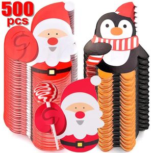 Andra evenemangsfest levererar julklubbar papperskort Santa Claus Snowman Candy Holder Festival Kids Birthday Wrapped Decoration 231027