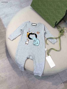 新しい赤ちゃんジャンプスーツ汚れた抵抗性灰色の新生児ボディスーツサイズ52-90パターンプリント長袖幼児クロールスーツOct25