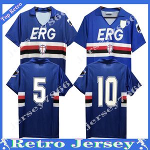 90 91 92 Maillots de football rétro Sampdorias Vialli Mancini Futbol Vintage Football Camiseta Chemise classique Maillot Maglia