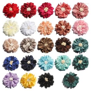 Dekorative Blumen, 10 Stück, 23 Farben, 5 cm, Born Vintage-Faltenstoff mit Enden aus altem Chiffon-Haar für Hochzeitsdekoration