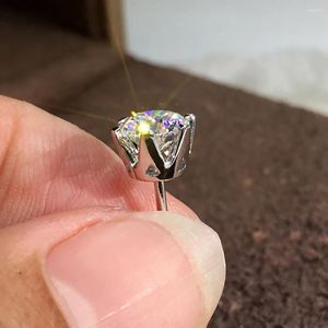 Brincos de parafuso prisioneiro 10k ouro branco coroa feminina 0.5 1 2 3 quilates redondo moissanite diamante presente casamento aniversário festa de noivado