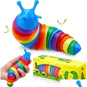 Dekompression Toy Fidget Slug Articed Flexible 3D Slugs Toys alla åldrar Relief Anti-Anxiety Sensory for Children Aldt Drop Delivery Gi Dhdcw