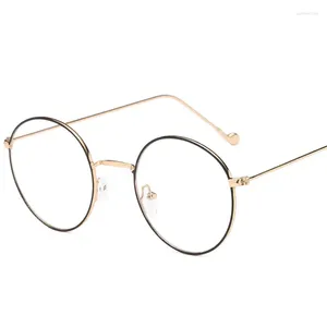 Sunglasses Frames Fashion Metal Frame Round Prescription Glasses Women Retro UltraLight Lenses Simple Female Myopia Eyewear 0 To -6.0 Y134