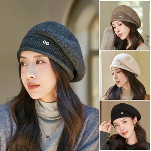Berets Women Growend Beret French Artist Winter Wandth Hat Vintage Elegancka pasująca jesień 231027