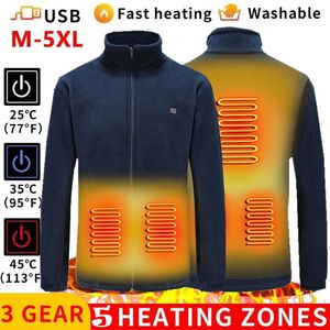 Men s tröjor 2023 män USB uppvärmd fleece jacka vinter varma jackor uppvärmning vadderad smart termostat ren färgkläder 231027
