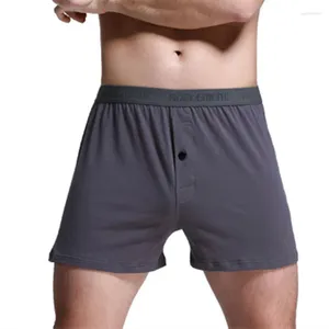 Underpants Mens Underwear Cotton Boxers Shorts Homme Loose Panties Man Breathable Button Pouch Male Trunks Cueca Calzoncillo