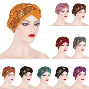 Ethnic Clothing Sequins Twist Braid Turban Cap Nigeria Headtie Hat Headwear Bonnets Luxury African Women Ready To Wear Headwraps