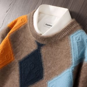 Męski swetr crewneck grube swetry luźne swobodne wełniane dzianiny