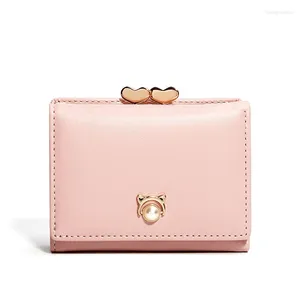 Portafogli Corti Moda Donna Semplice Carino Piccolo Porta carte di credito in pelle PU femminile Borsa da donna J110