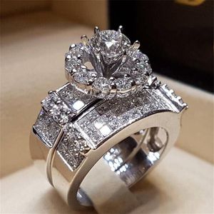 Klasik Romantik Promise Yüzük Setleri 925 STERLING Gümüş Pırlanta Nişan Düğün Bankaları Kadınlar İçin Erkek Mücevher Hediye291y