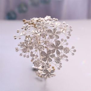 TRiXY H273 Zarter Braut-Stirnband, Hochzeits-Haarschmuck, glitzernde Hochzeits-Tiara und Krone, florale Kopfbedeckungen für Braut und Brautjungfern, W274m