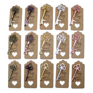 Inne imprezy imprezowe 50pcs DIY Dekoracja ślubna 5 kolorów vintage kluczowy otwieracz do butelki z podziękowaniami tagów na przyjęcie weselne Deco Favours and Gifts 231026