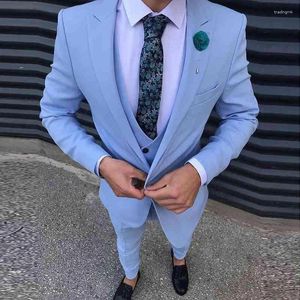 Męskie garnitury na zamówienie jasnoróżowy zielony niebieski mężczyzna Homme Lapel Fit Fine Tux Groom Suit Men Blazer Three Piece Terno Masculino