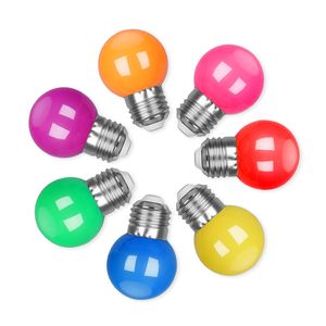 Bulbo LED de 12pack colorido E27 3W, AC220V, capa de plástico, lâmpada LED multicolorida externa decorativa de férias