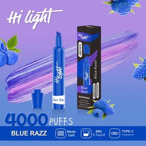 Stock 100% originale Hi Light 4k Puffs Penna Vape usa e getta 4000 Pufs Sigaretta elettronica Vaporizzatore Pod VS High Light RANDM ELF Bar Iplay Vape Puff