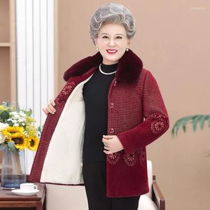 Kvinnors päls äldre kappa kvinnor kläder vinter tillägg sammet varm jacka kvinnlig mormor outfit överrock parkor ytterkläder