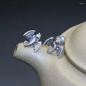 Stud Earrings Vintage Silver Color Pterosaur Animal Dinosaur For Men's And Women's Retro Punk Party Jewelry