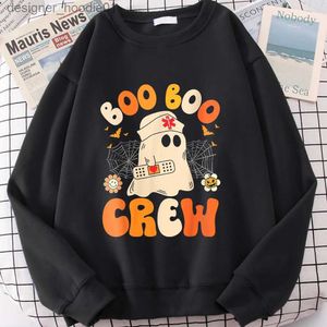 Herrtröjor tröjor Groovy Boo Crew Nurse Ghost Halloween rolig ammande tröja halloween hoodies kvinnliga kläder älskare tröjor toppar l231027