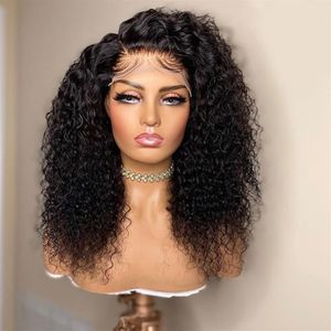 Wholale Water Wave Raw Remy Gluels Spets Front Natural Color Pre Plucked 360 Curly Spets Closure Frontal Human Hair Wigs3419