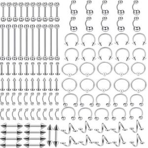 Ringar smyckenbody smycken hela 120 st mix stilar rostfritt stål kropp piercing tunga ögonbryn magen ring aessory släpp 202h