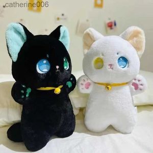 Animali di peluche ripieni 25 cm Peluche gatto bianco e nero Afferra peluche Patung Bambole Giocattoli per bambini Regali Giocattoli regalo per bambini RagazzaL231028