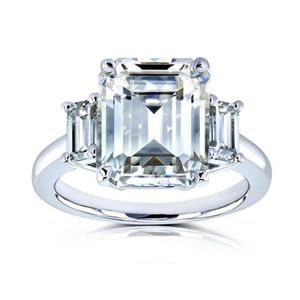 1CT 2CT 3CT White Gold Three Emerald Cut Fashion Moissanite Ring med certifikat273c