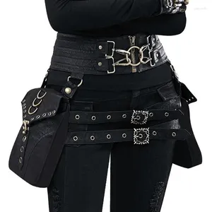 Taille Taschen Steampunk Doppel Packs Für Halloween Cosplay Reiten Fanny Pack Unisex Punk Vintage Hüfte Tasche Tasche PU Leder Frauen