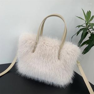 Evening Bags Luxury Faux Fur Ladies Square Shoulder Winter Fluffy Female Crossbody Bag Soft Furry Plush Women's Small Handbags Purse