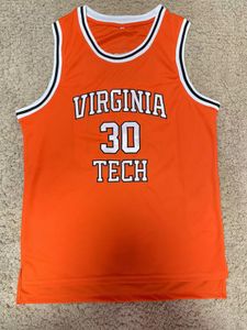 Классические баскетбольные майки Dell Curry Virginia Tech Hokies College Retro 30, мужские трикотажные изделия с прошитым номером и именем