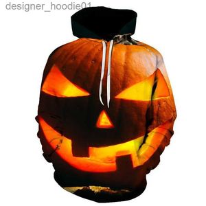 Herrtröjor tröjor Halloween hoodie roliga tröjor 3D pumpa huvud grafisk tryckt semester huvor mäns kostymparty hiphop överdimensionerade pullover l231027