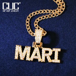 Colliers de pendentif CUC Custom Small Letter Name Pendant Chaîne pour femmes hommes Iced Out Zircon Hiphop Collier Personnalisé Bijoux Personniers 231026