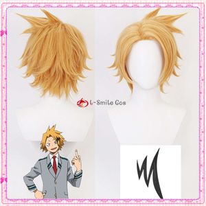 Catsuit kostümleri anime benim kahramanım akademisi Denki Kaminari Kısa Altın Isı Dayanıklı Sentetik Cosplay perukları peruk kapağı + siyah aydınlatma