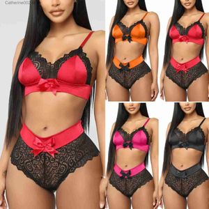 Sutiãs conjuntos lingerie para mulheres sexy impertinente plus size sexy tentação lingerie renda sutiã laço sling de duas peças roupa interior lenceria para damas t231027