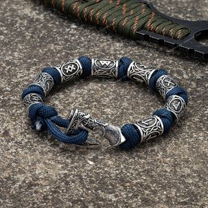 Nórdico Vikings Machados Envoltório Pulseiras Homens Mjolnir Martelo Camping Paracord Corda de Sobrevivência Pulseira Amuleto Feito À Mão Masculino Jóias Presentes Moda JóiasPulseiras