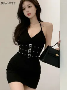 Casual Dresses Dress Women Spaghetti Strap Daily Ladies Slim Sexy Fashion Summer Korean Style Belt All-match Simple Comfortable Designer
