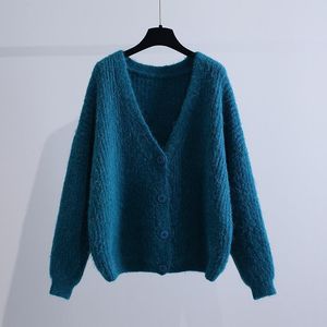 여자 패션 스웨터 가디건 두꺼운 가을과 겨울 새로운 느슨하고 게으른 스타일 두꺼운 니트 스웨터 캐주얼 코트