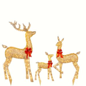 クリスマス装飾3PCS鹿のライト付きバッテリーガーデンパーティーホリデー231027