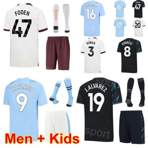 Club Soccer 17 Kevin De Bruyne Jerseys 31 Ederson Moraes 19 Julian Alvarez 47 Phil Foden 6 Nathan Ake 20 Bernardo Silva 9 Erling Haaland Football Shirt Kits ManCheng