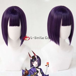 Catsuit Costumes Game FGO Fate Grand Order Shuten-douji Dark Purple Short Cosplay Heat Resistant Synthetic Hair Party Anime Wigs + Wig Cap